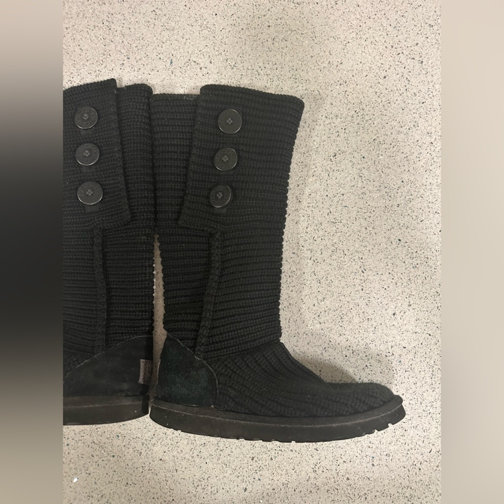 UGG Classic Cardy Black Knit Boots with Button Accents 8 - Picture 2 of 13